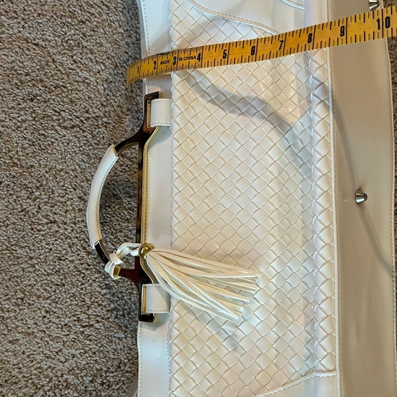 NEW Joy Mangano Drop Bag Tan Braided Faux Leather Oversize Carry On/Handbag. - Picture 7 of 12